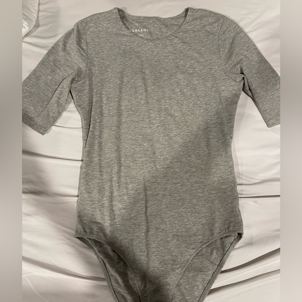 Everlane Grey Short-Sleeve Bodysuit